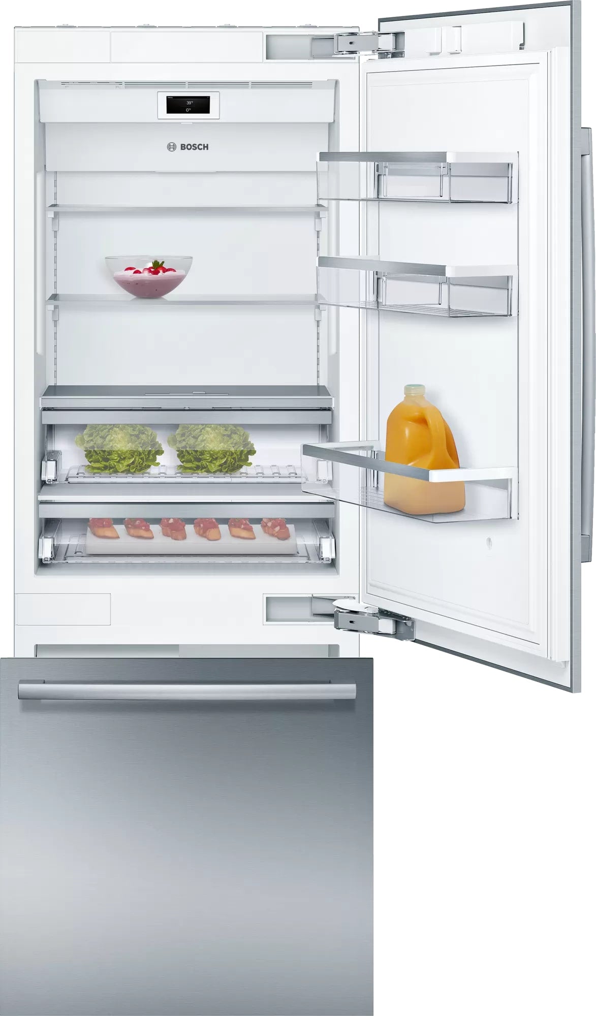 Bosch - 29.75 Inch 16 cu. ft Built In / Integrated Bottom Mount Refrigerator in Stainless - B30BB935SS