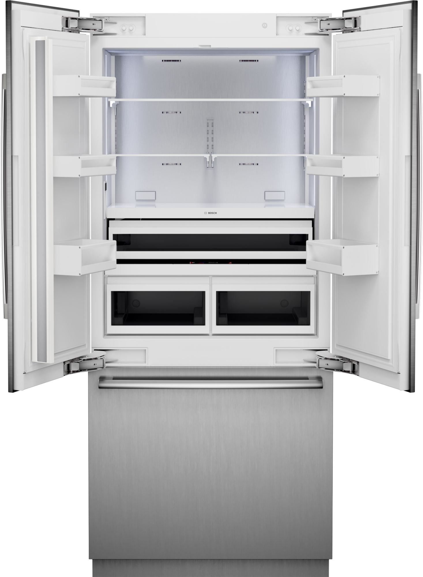 Bosch - 35.25 Inch 261.9 cu. ft French Door Refrigerator in Stainless - B36BT130NS