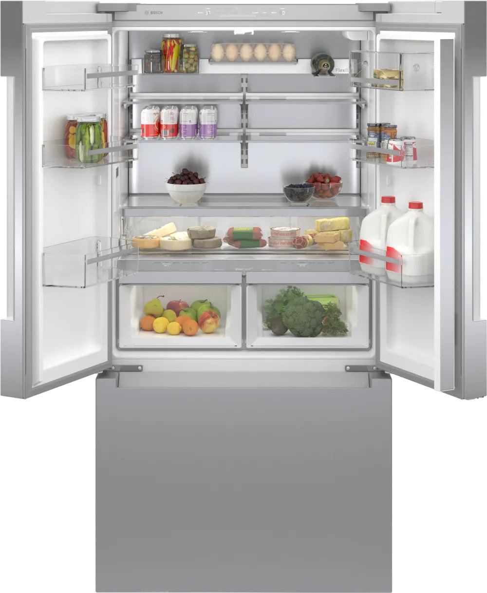 Bosch - 35.625 Inch 20.8 cu. ft French Door Refrigerator in Stainless - B36CT81ENS