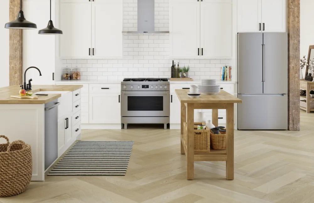 Bosch - 35.625 Inch 20.8 cu. ft French Door Refrigerator in Stainless - B36CT81ENS