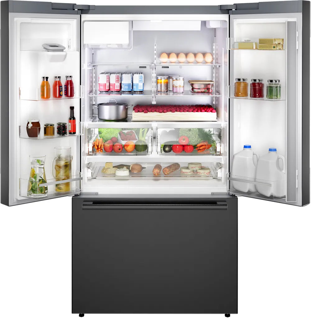 Bosch - 36 Inch 26 cu. ft French Door Bottom Mount Refrigerator in Black Stainless - B36FD52SNB