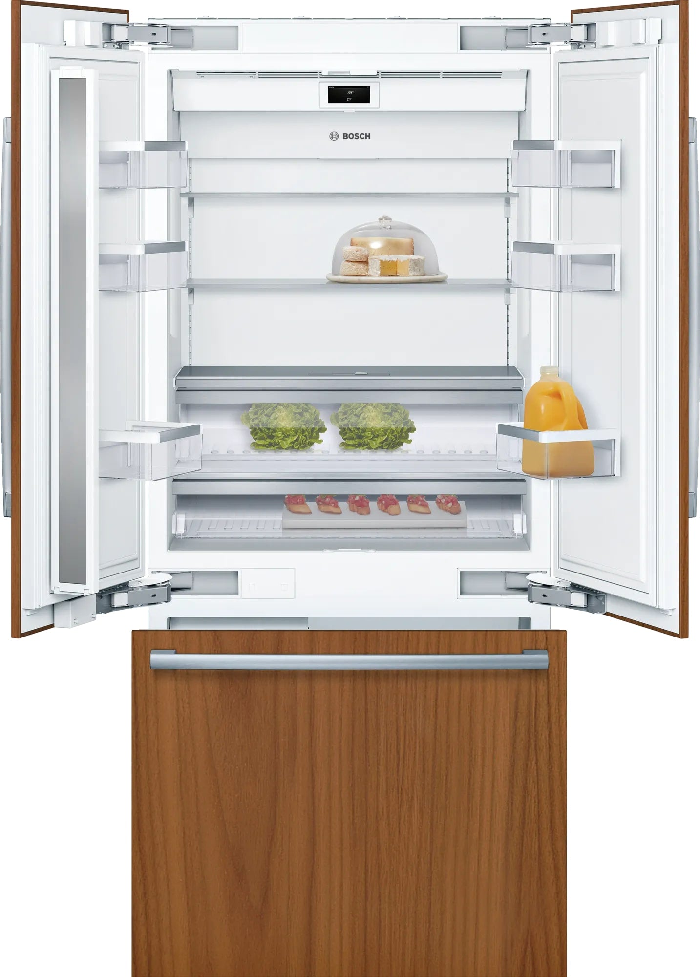 Bosch - 35.75 Inch 19.4 cu. ft Built In / Integrated French Door Refrigerator in Panel Ready - B36IT905NP