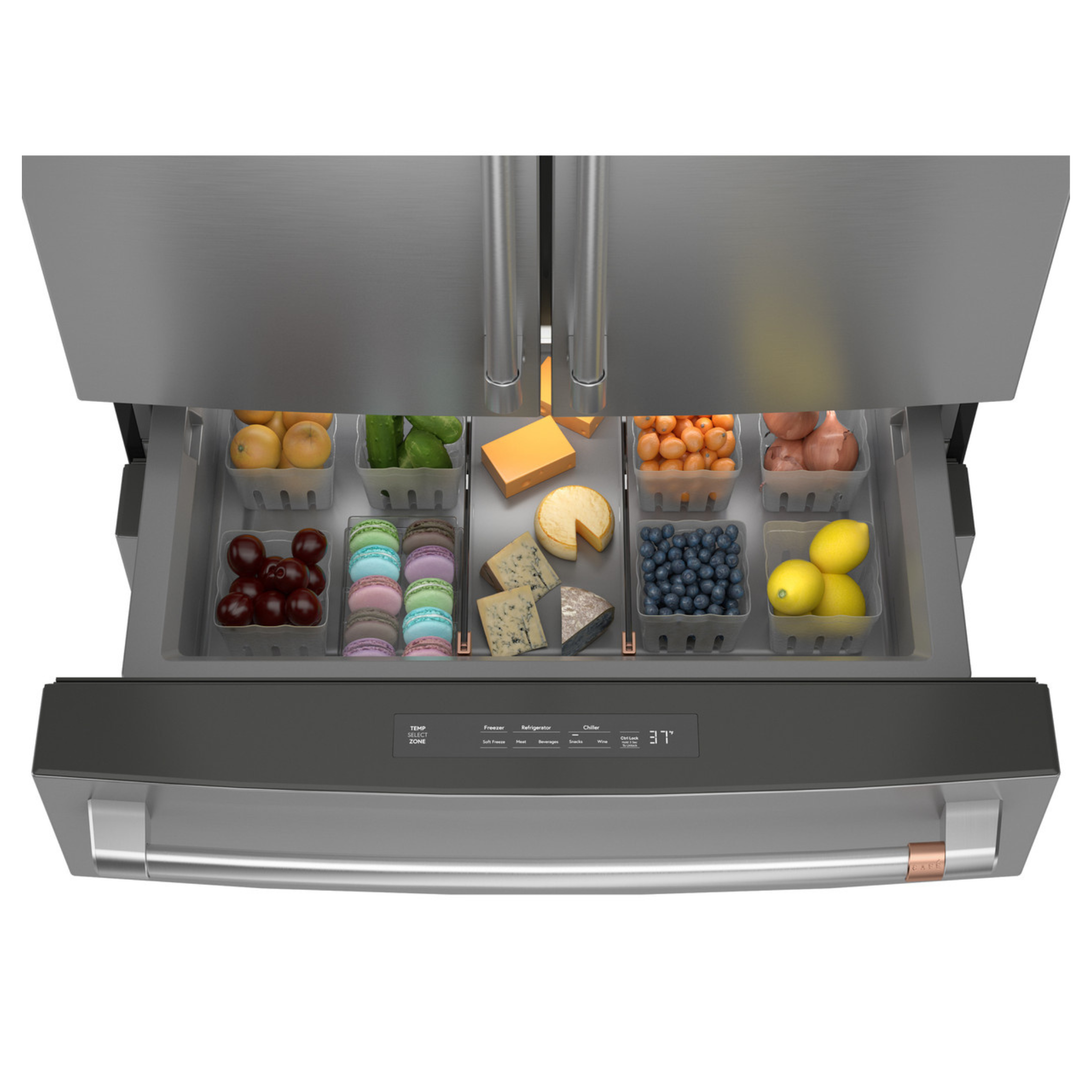 Cafe - 36 Inch 23.2 cu. ft French Door Refrigerator in Stainless - CJE23DP2WS1