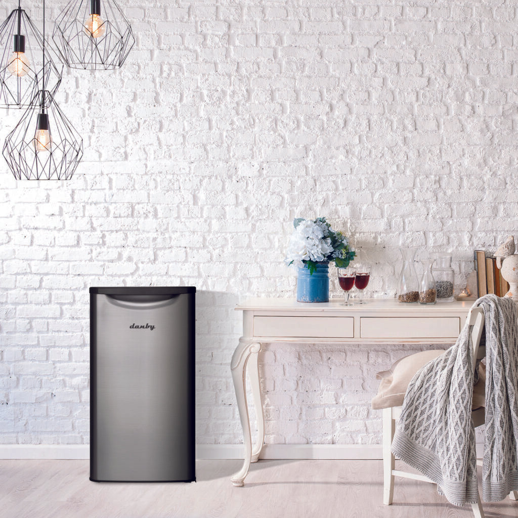 Danby - 17.69 Inch 3.3 cu. ft Compact Refrigerator in Stainless - DAR033A6BSLDB