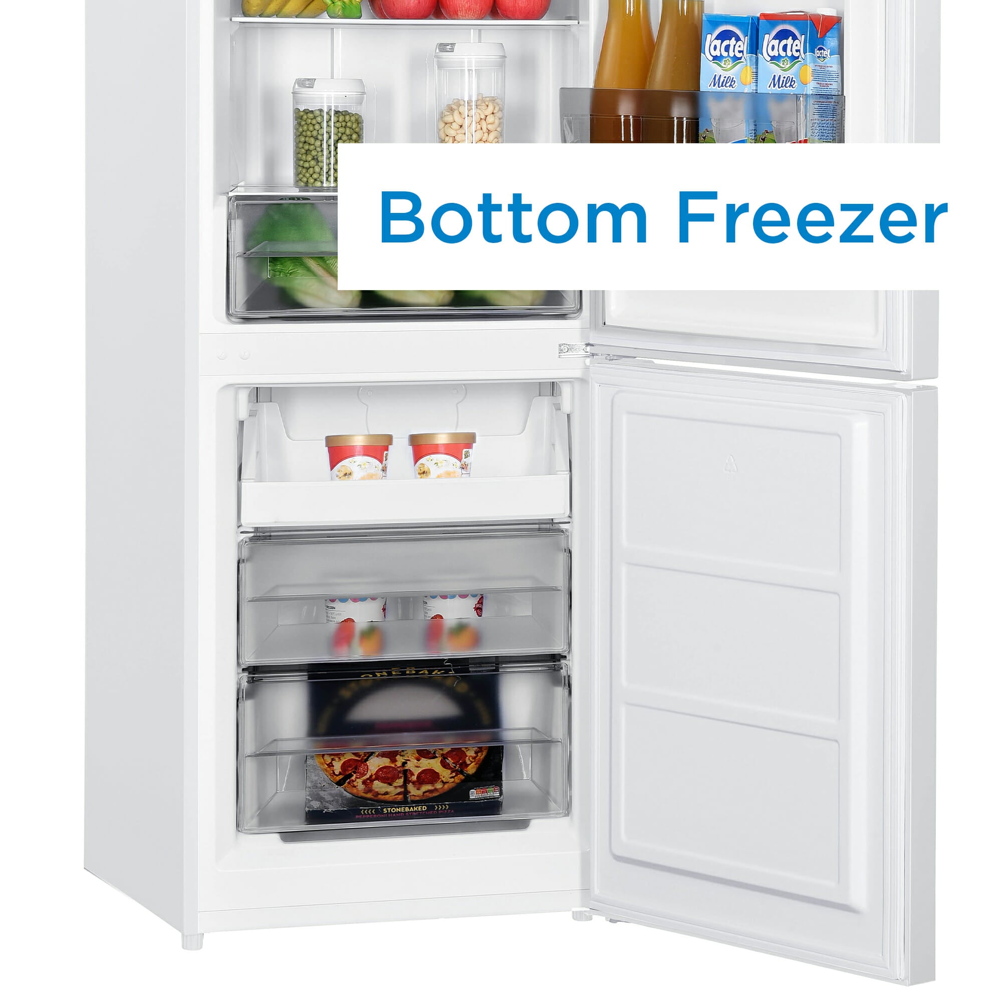 Danby - 23.69 Inch 10 cu. ft Bottom Mount Refrigerator in White - DBMF100B1WDB