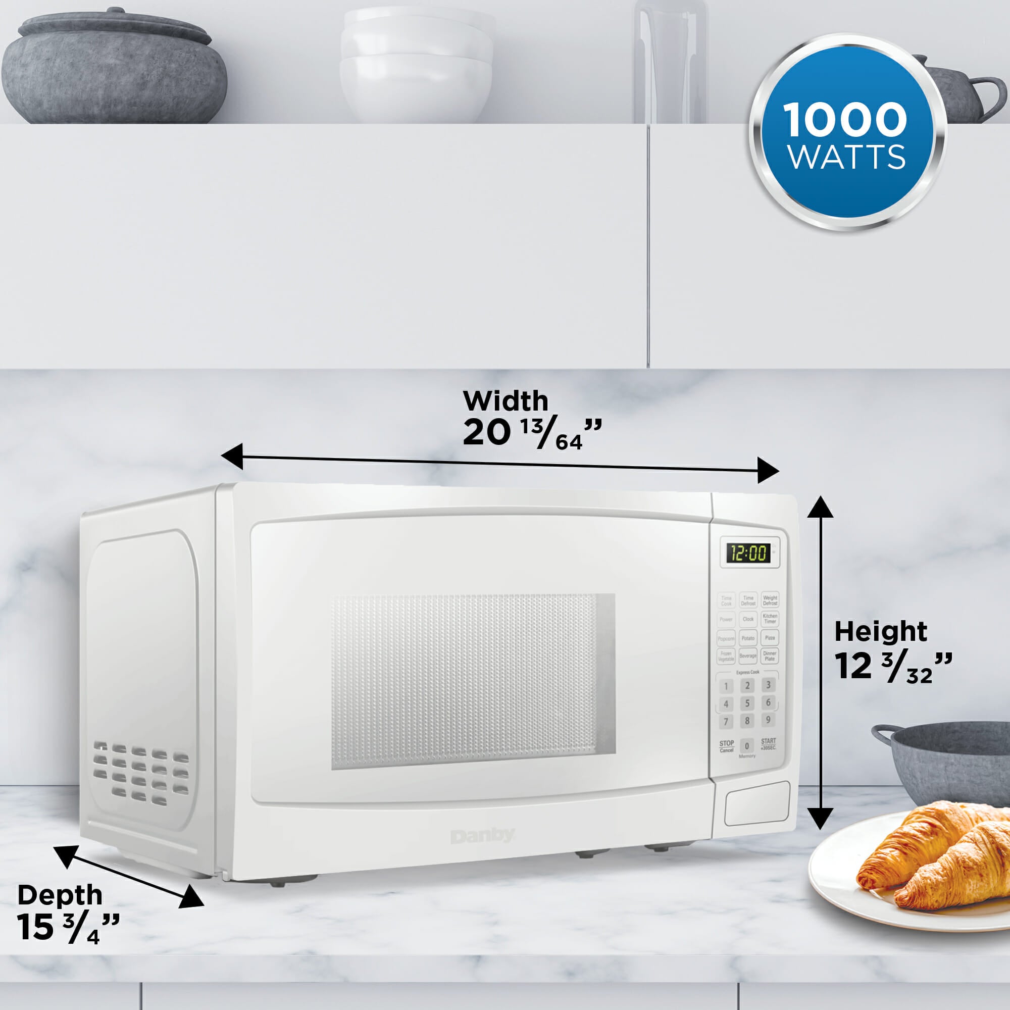 Danby - 1.1 cu. Ft Counter top Microwave in White - DBMW1120BWW