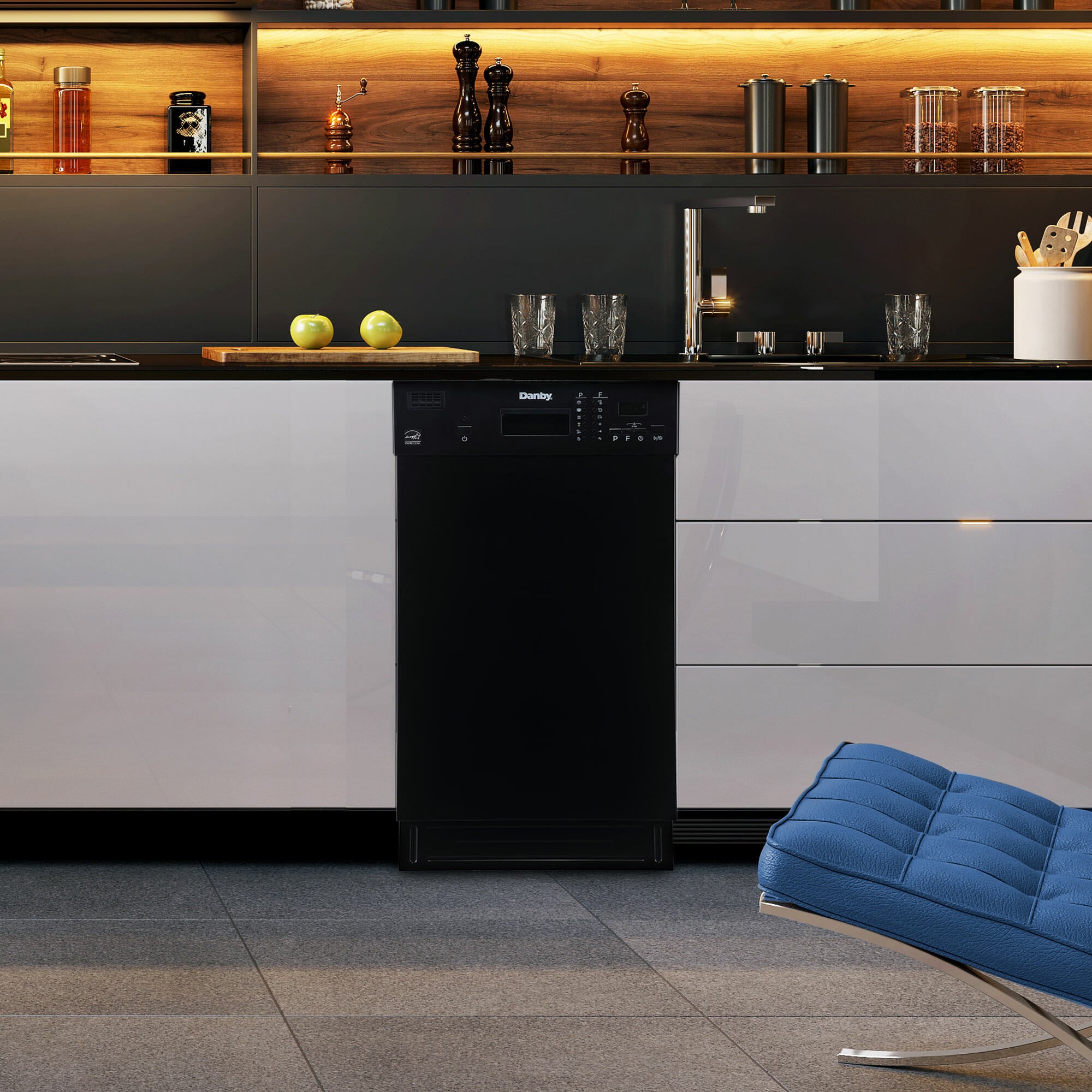 Danby - 52 dBA Built In Dishwasher in Black - DDW1804EB