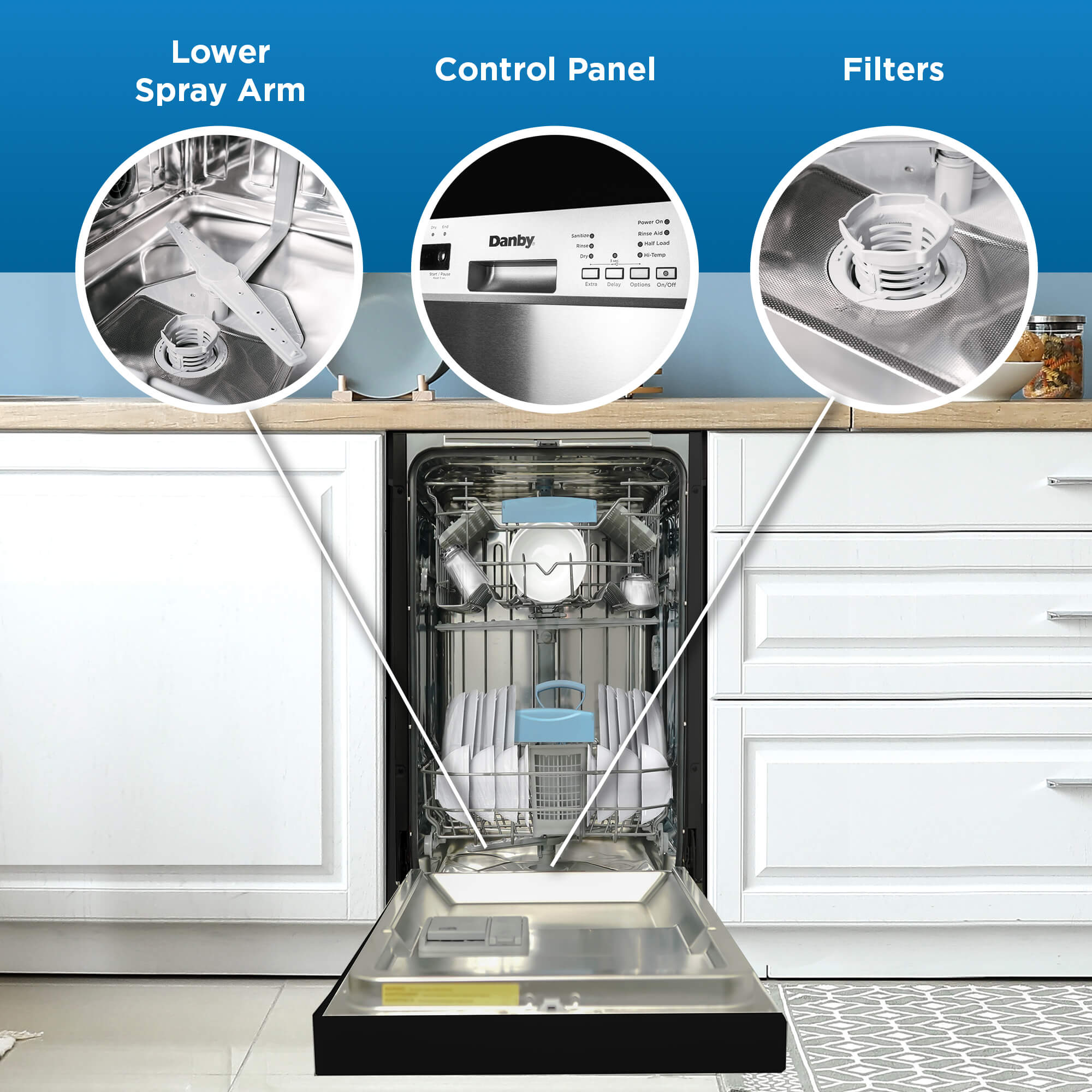 Danby - 52 dBA Built In Dishwasher in Black - DDW18D1EB