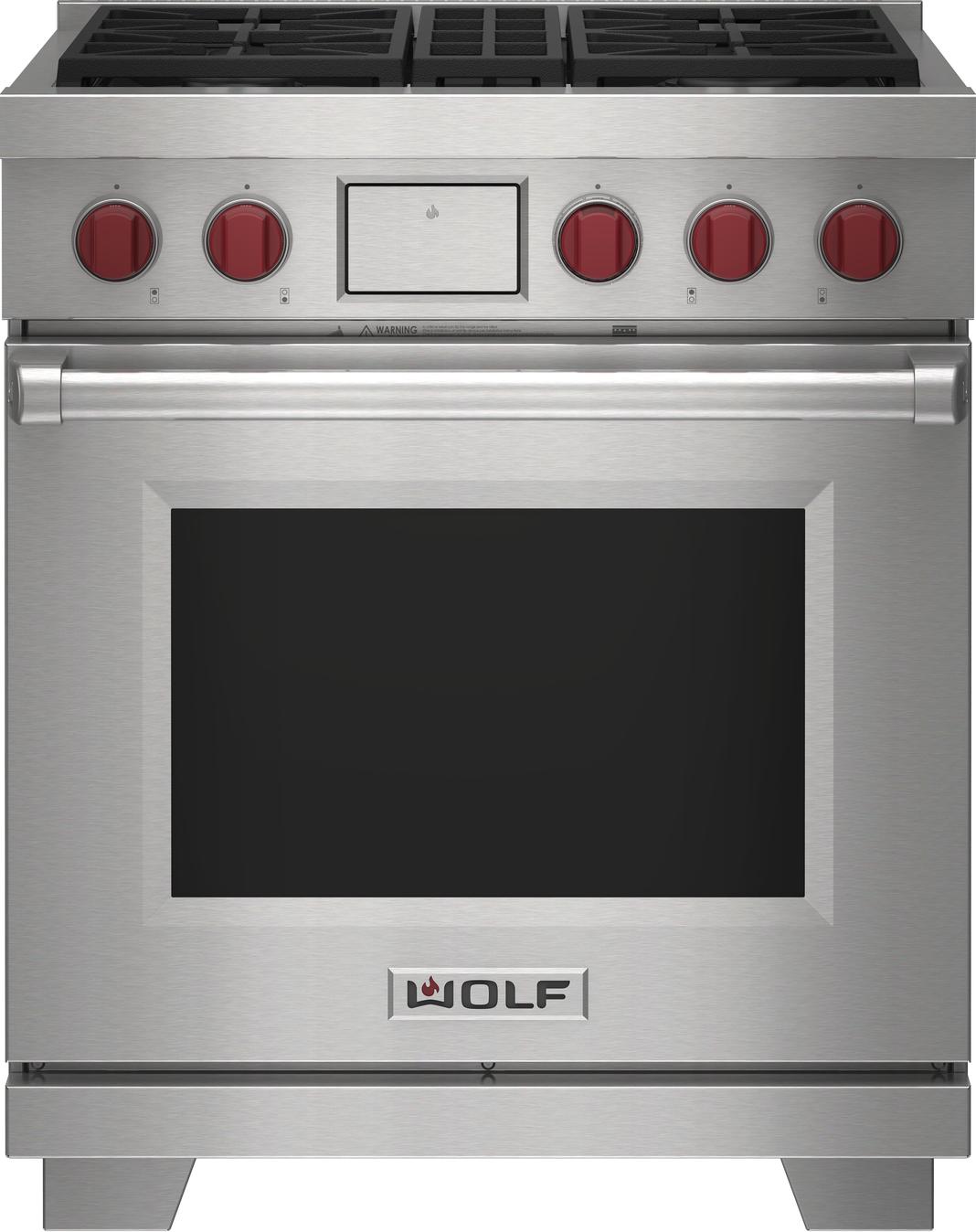 Wolf - 5.1 cu. ft Dual Fuel Range in Stainless - DF30450/S/P/LP