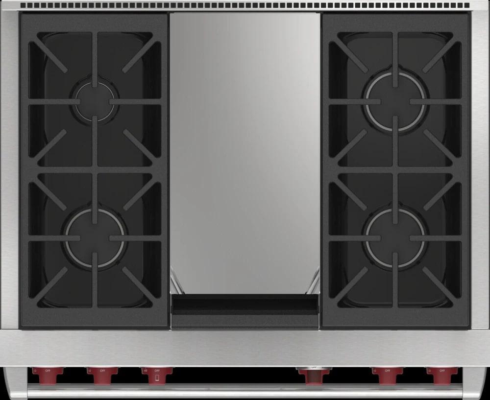 Wolf - 6.3 cu. ft Dual Fuel Range in Stainless - DF36450G/S/P/LP