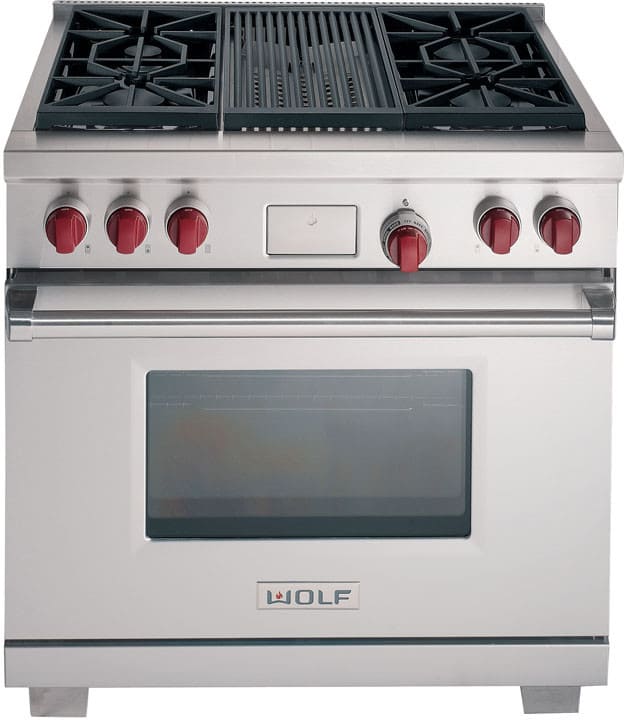 Wolf - 5.4 cu. ft Dual Fuel Range in Stainless - DF364C