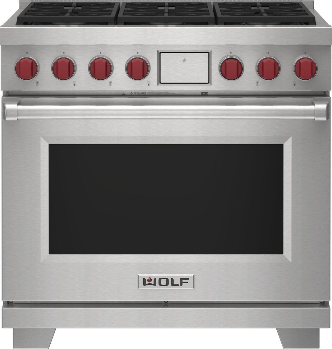 Wolf - 6.3 cu. ft Dual Fuel Range in Stainless - DF36650/S/P/LP