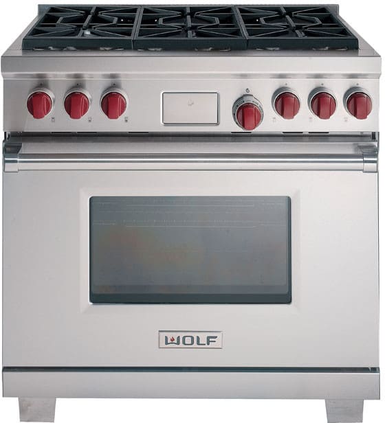 Wolf - 5.4 cu. ft Dual Fuel Range in Stainless - DF366LP