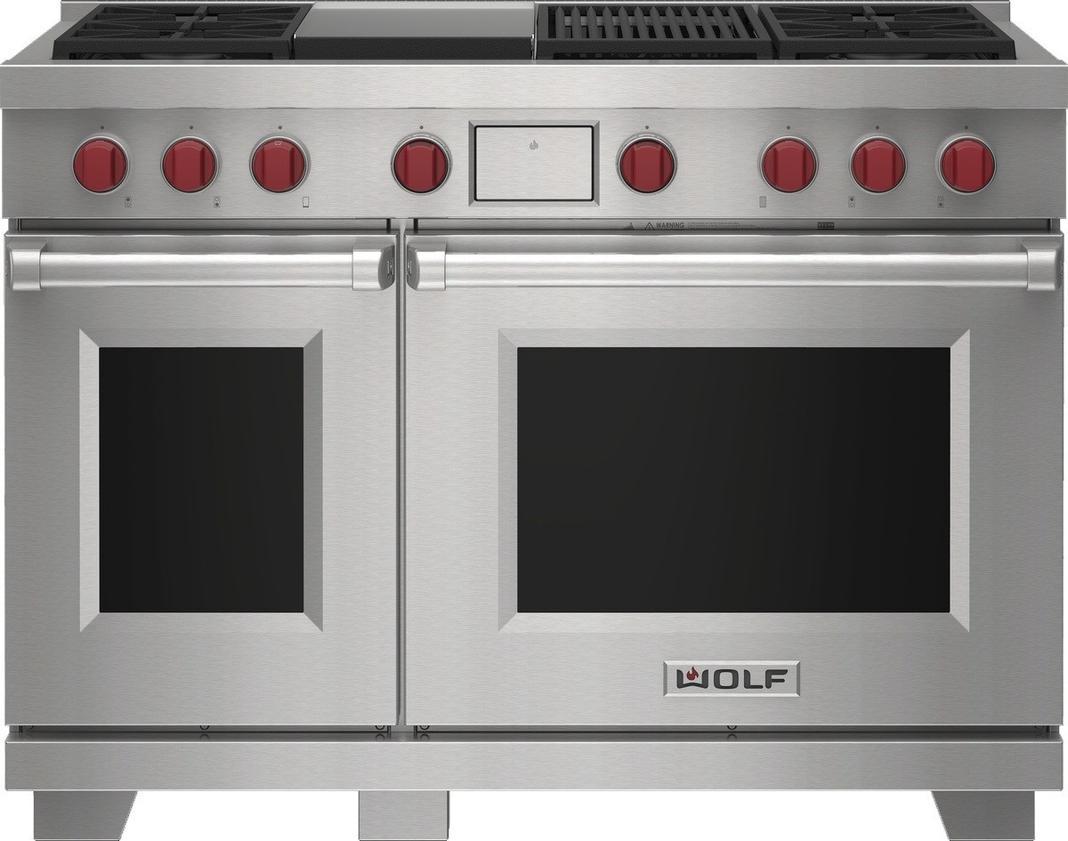 Wolf - 7.8 cu. ft Dual Fuel Range in Stainless - DF48450CG/S/P/LP