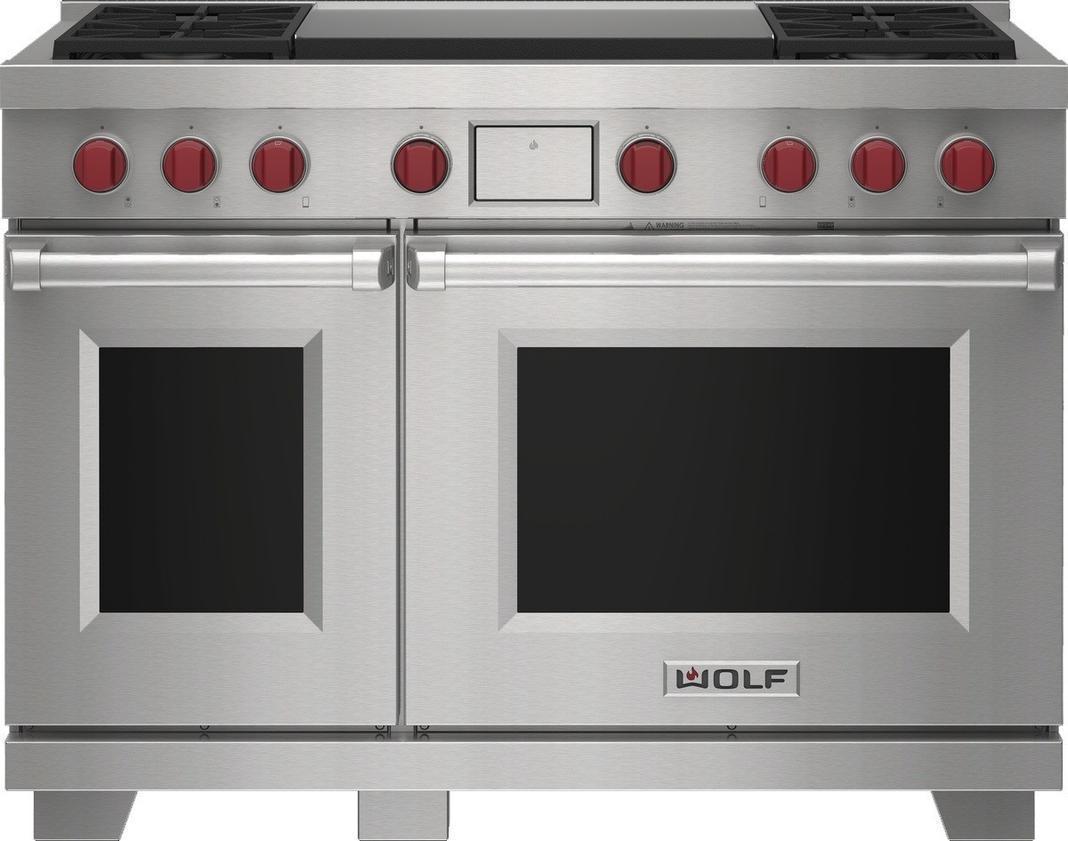 Wolf - 7.8 cu. ft Dual Fuel Range in Stainless - DF48450DG/S/P/LP