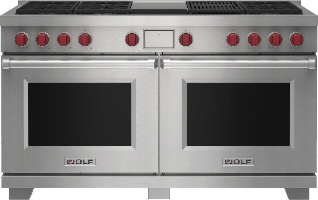 Wolf - 9 cu. ft Dual Fuel Range in Stainless - DF60650CG/S/P/LP
