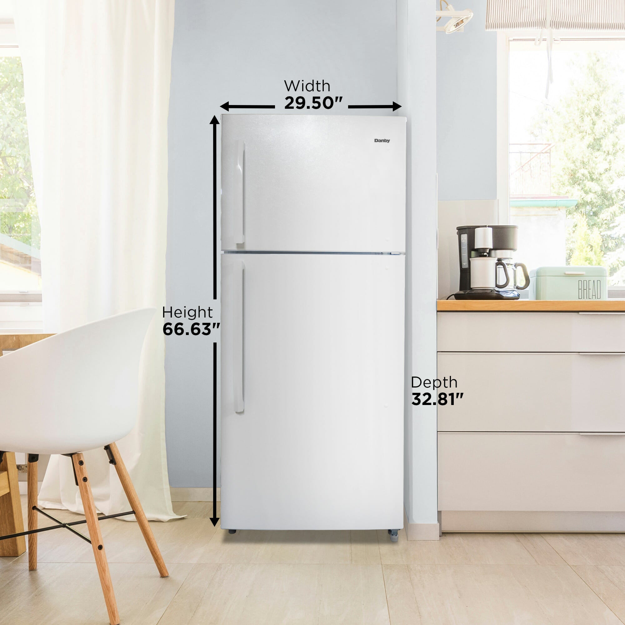 Danby - 29.5 Inch 18 cu. ft Top Mount Refrigerator in White - DFF180E1WDB