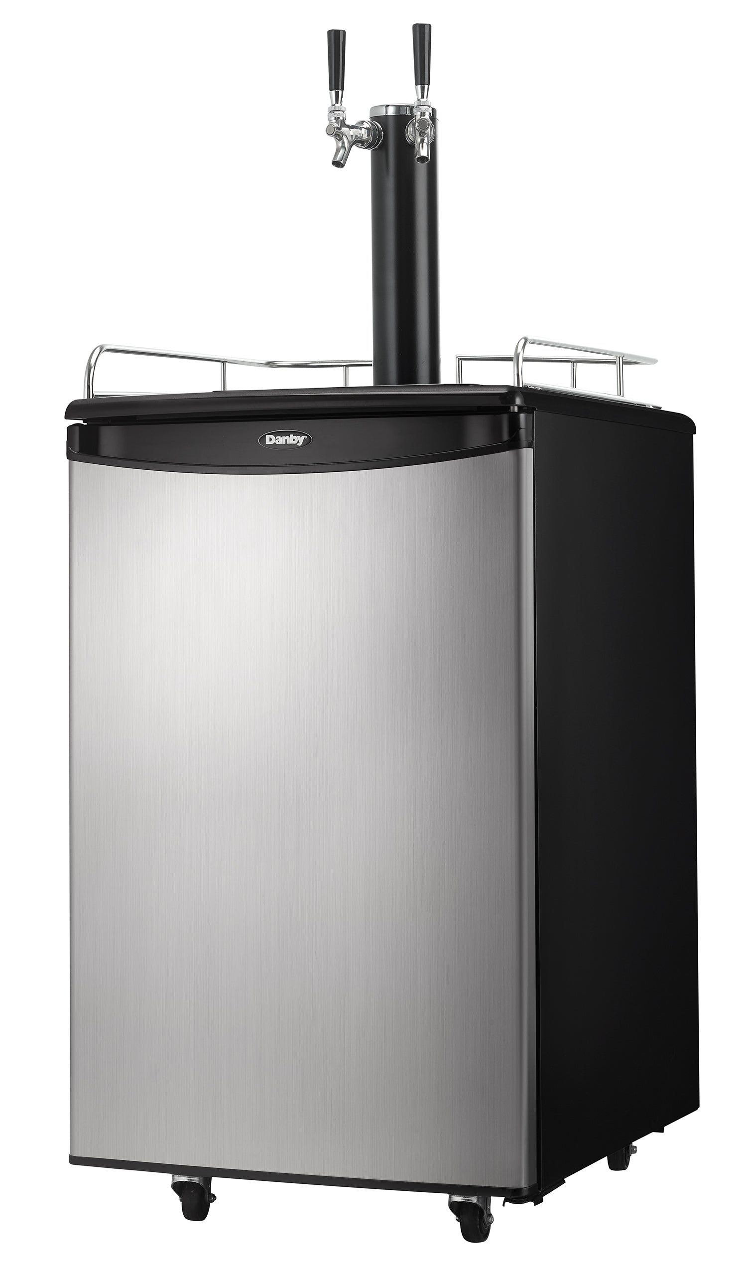Danby - 20.59 Inch 5.4 cu. ft Dual-Tap Keg Cooler Refrigerator in Stainless - DKC054A1BSL2DB