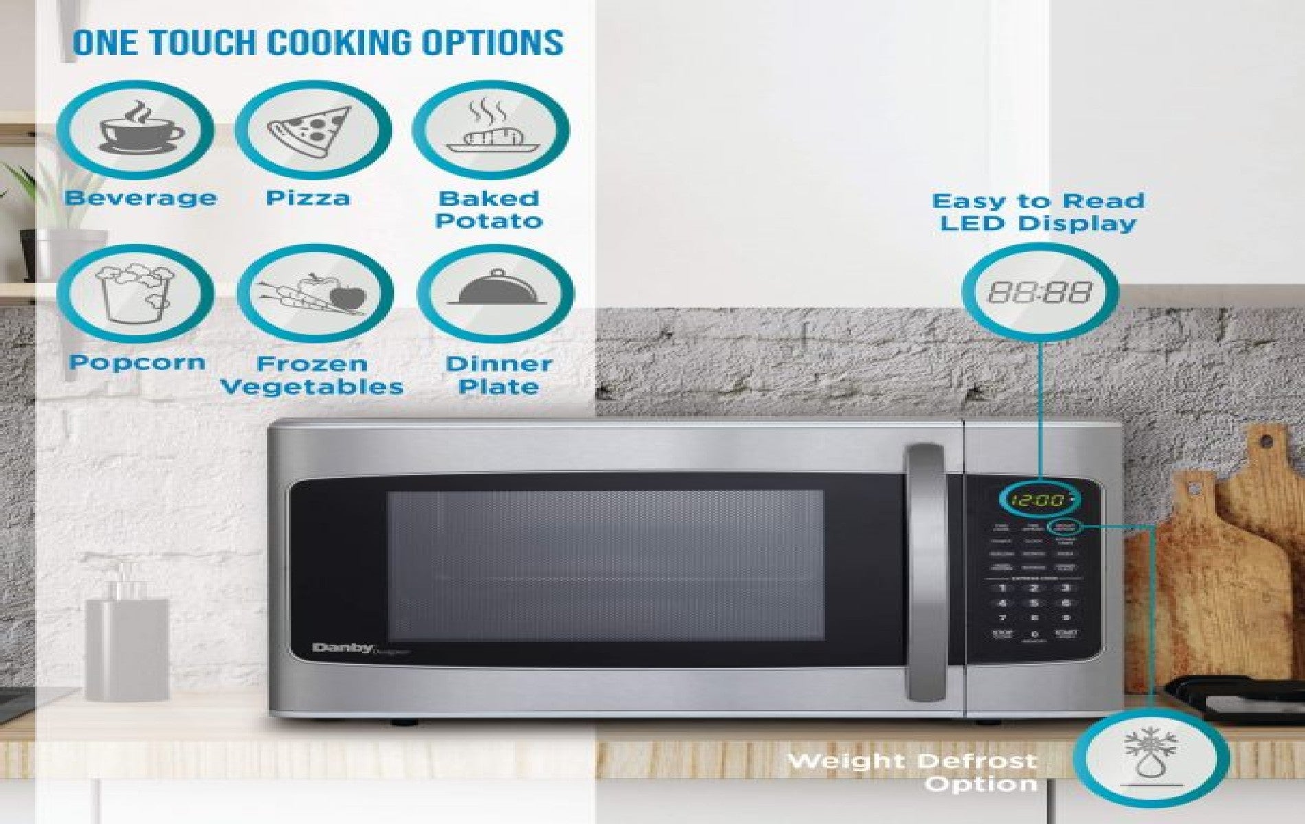 Danby - 1.1 cu. Ft Counter top Microwave in Stainless - DMW111KSSDD
