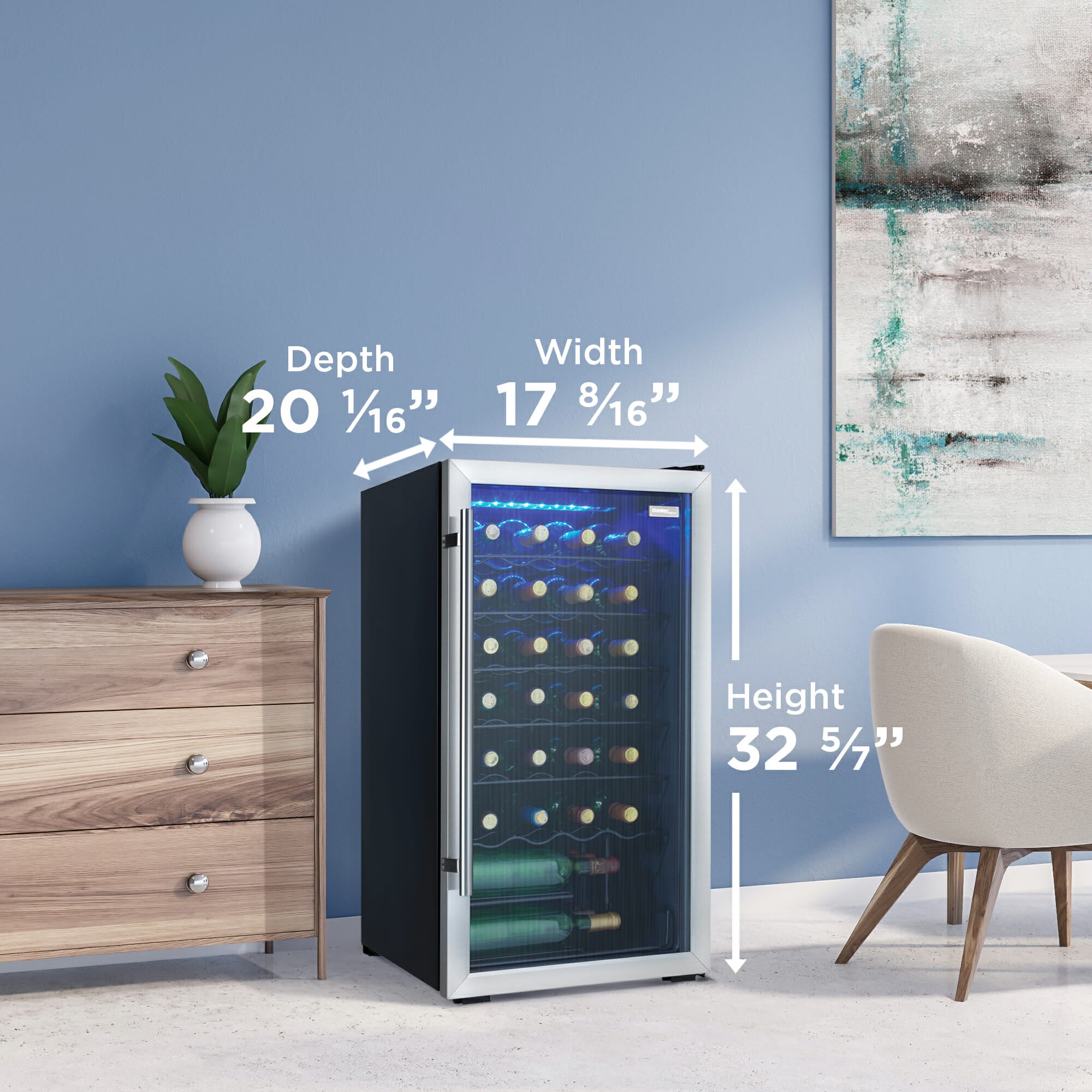 Danby - 17.52 Inch 30 Bottles cu. ft Wine Fridge Refrigerator in Stainless - DWC310BLSDD