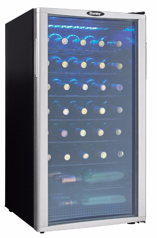 Danby - 17.5 Inch 36 Bottles cu. ft Wine Fridge Refrigerator in Platinum - DWC350BLP