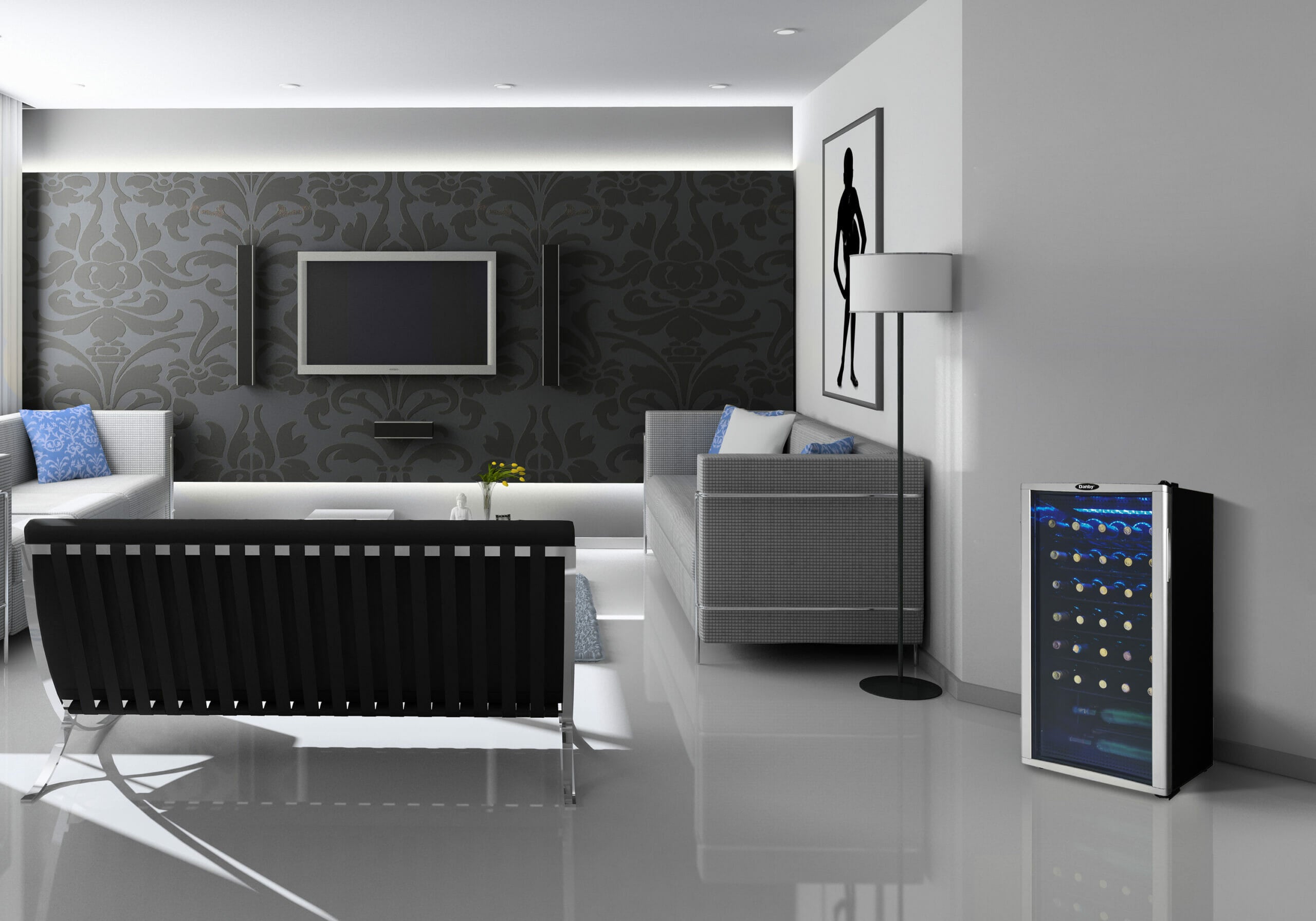 Danby - 17.5 Inch 36 Bottles cu. ft Wine Fridge Refrigerator in Platinum - DWC350BLP