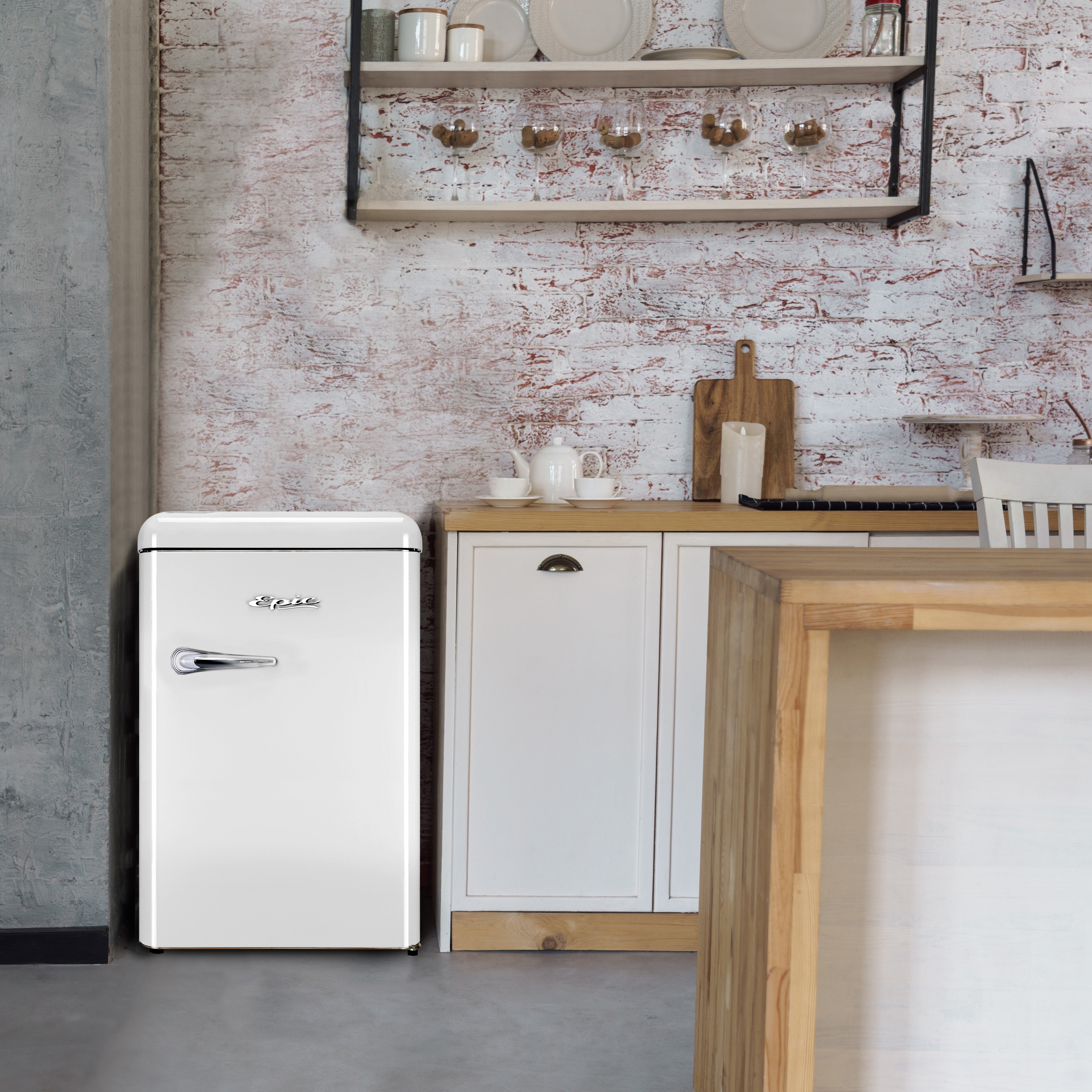 Epic - 21.5 Inch 4.3 cu. ft Retro Compact Refrigerator in White - ECRR43W