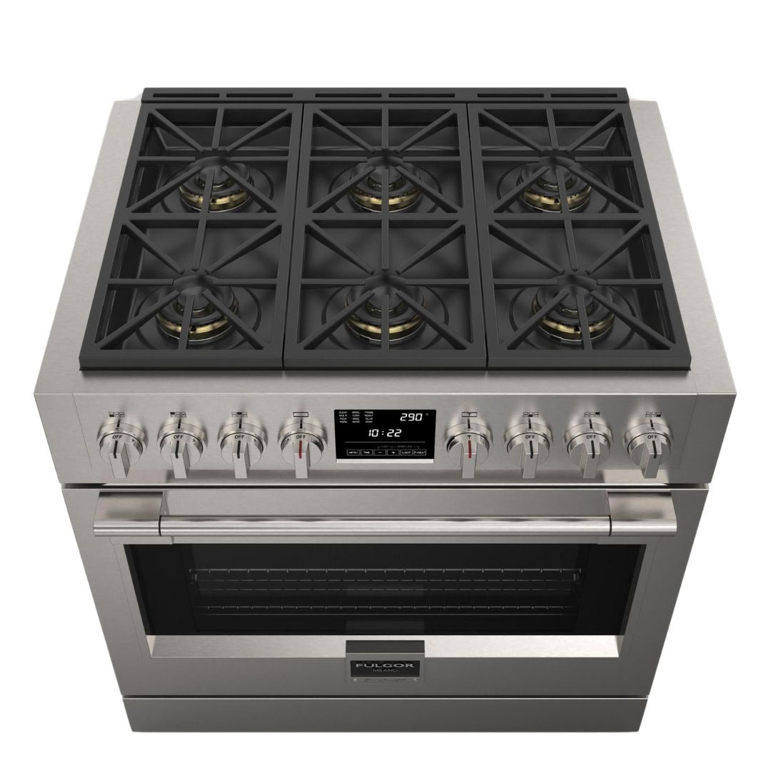 Fulgor Milano - 5.7 cu. ft Dual Fuel Range in Stainless (Open Box) - F6PDF366S1