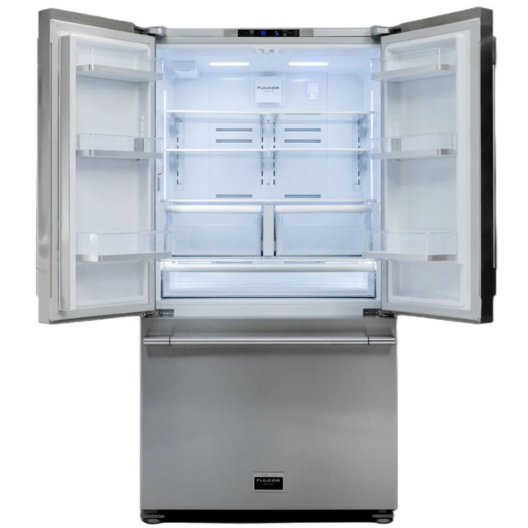 FULGOR MILANO - 36 Inch 20.3 cu. ft Bottom Mount French Door Refrigerator in Stainless - FM4FBM36SS