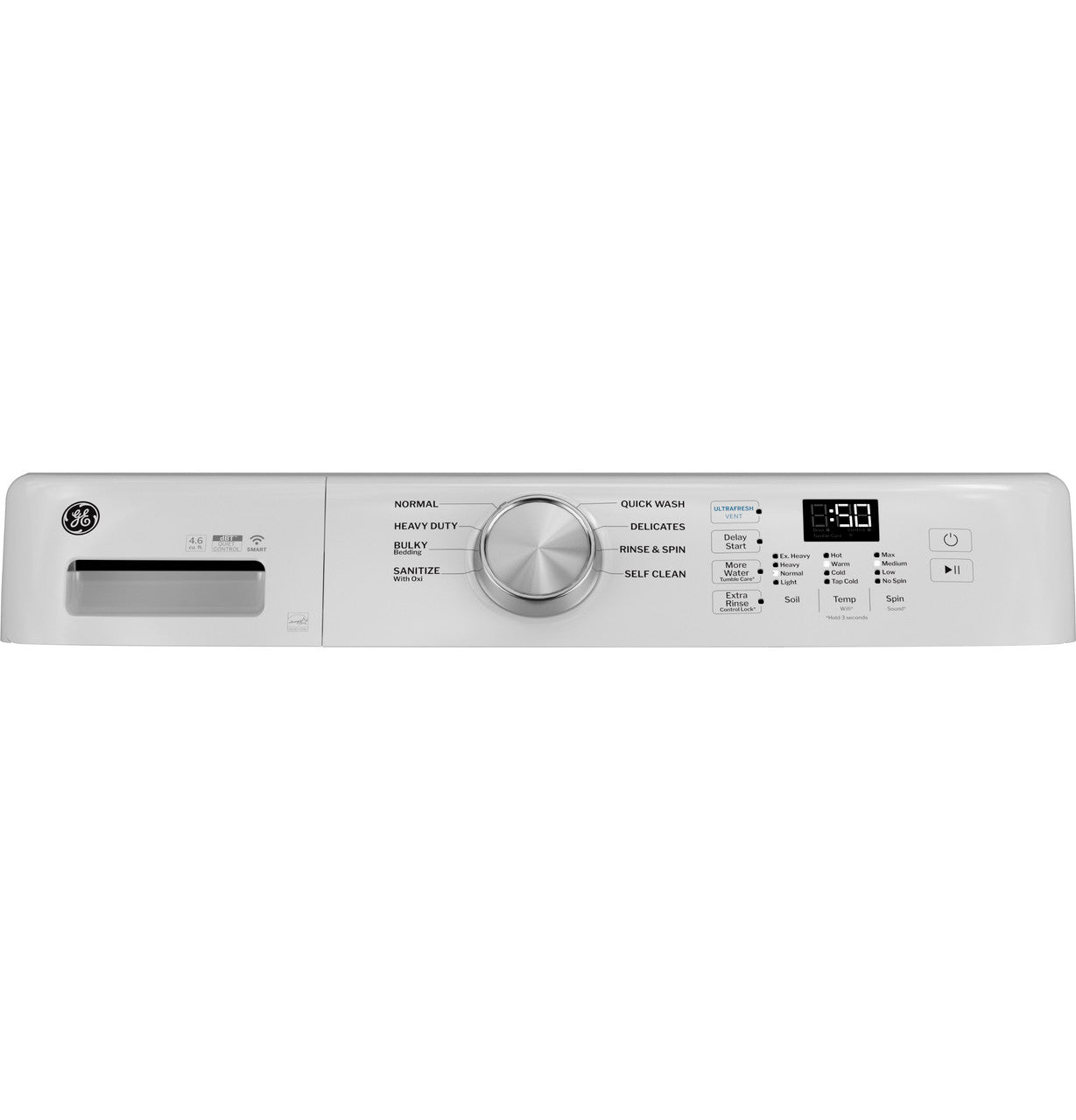GE - 4.6 cu. Ft Front Load Washer in White - GFW350SSYWW