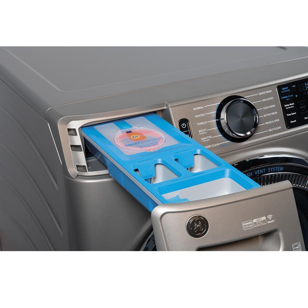 GE - 5.5 cu. Ft Front Load Washer in Satin Nickel - GFW650SPNSN