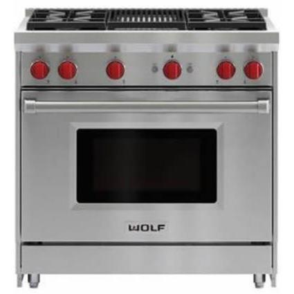 Wolf - 5.5 cu. ft Gas Range in Stainless - GR364C-LP