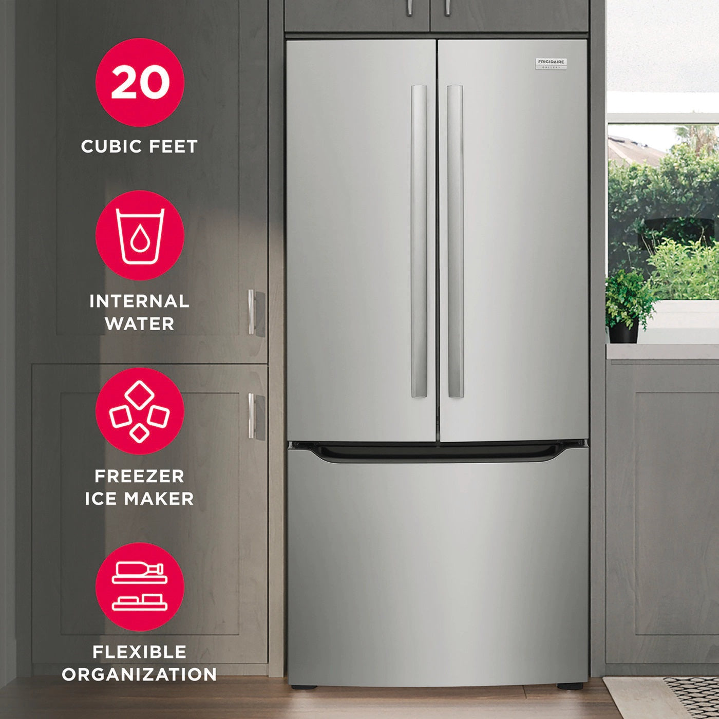 Frigidaire Gallery - 30 Inch 20 cu. ft French Door Refrigerator in Stainless - GRFN2023AF