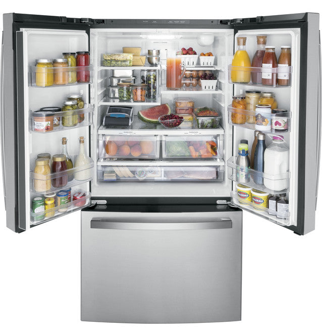 GE - 35.6 Inch 21.9 cu. ft French Door Refrigerator in Stainless - GWE22JYMFS