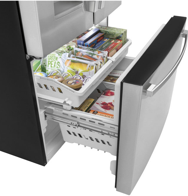 GE - 35.6 Inch 20.6 cu. ft French Door Refrigerator in Stainless - GYE21JYMFS