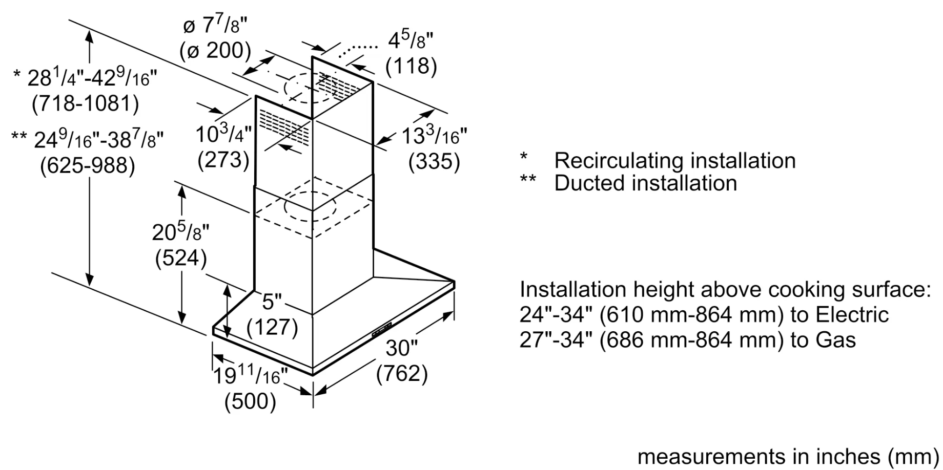 Bosch - 30 Inch 600 CFM Wall Mount and Chimney Range Vent in Stainless - HCP30651UC