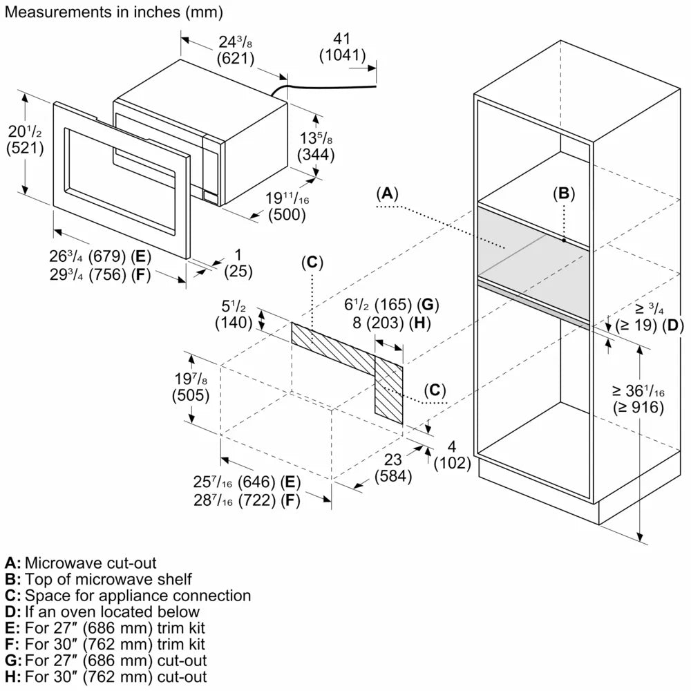 Bosch - 2.1 cu. Ft Built In Microwave in Stainless - HMB30155UC