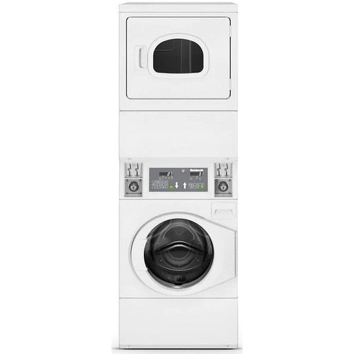 Huebsch - 3.42 cu. Ft Washer 7 cu. Ft dryer Commercial Stacker in White - HTENXASP286CW01