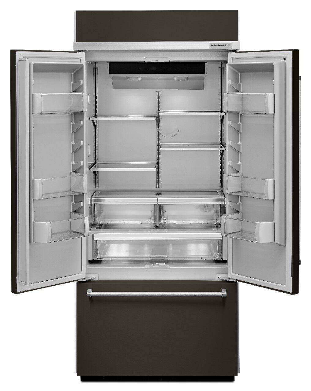 KitchenAid - 36.25 Inch 20.81 cu. ft French Door Refrigerator in Black (Premium Floor Model) - KBFN506EBS