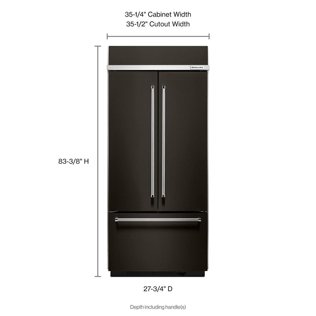 KitchenAid - 36.25 Inch 20.81 cu. ft French Door Refrigerator in Black (Premium Floor Model) - KBFN506EBS