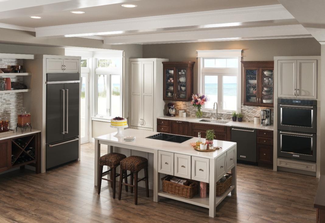 KitchenAid - 36.25 Inch 20.81 cu. ft French Door Refrigerator in Black (Premium Floor Model) - KBFN506EBS