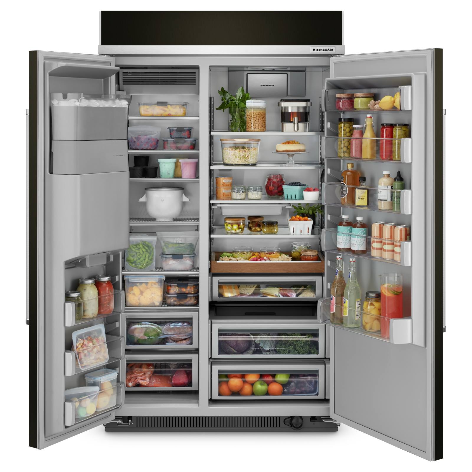 KitchenAid - 47.25 Inch 29.4 cu. ft Side by Side Refrigerator in Black Stainless - KBSD708MBS