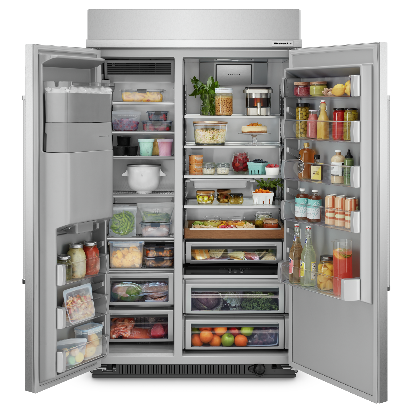 KitchenAid - 47.25 Inch 29.4 cu. ft Built In / Integrated Side by Side Refrigerator in Stainless - KBSD708MSS