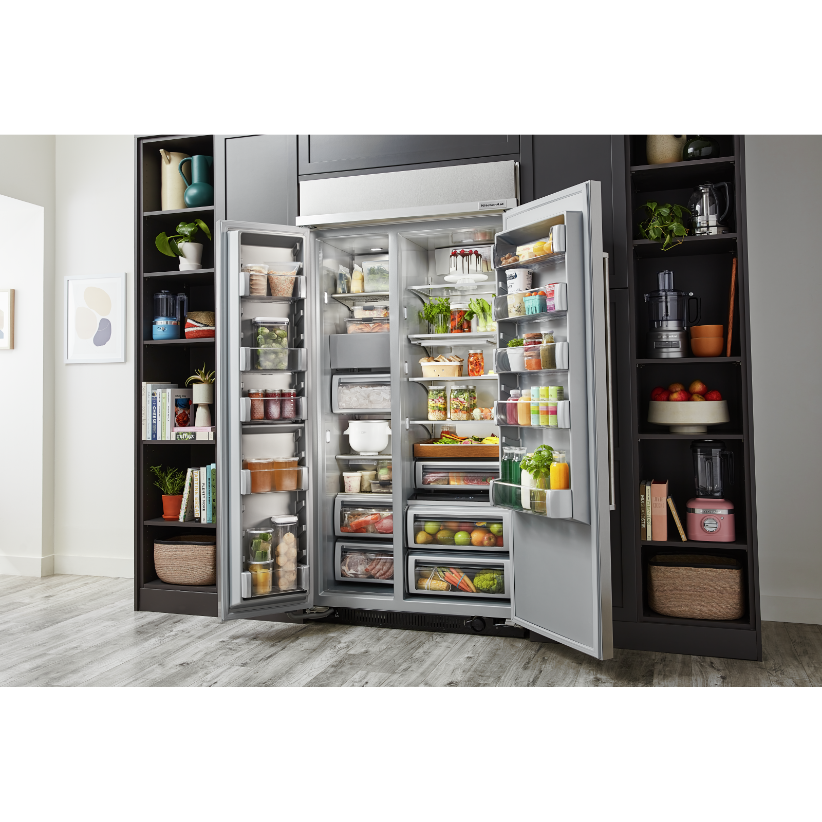 KitchenAid - 47.25 Inch 30 cu. ft Side by Side Refrigerator in Panel Ready - KBSN708MPA