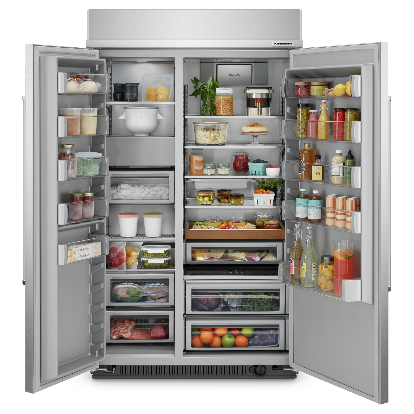 KitchenAid - 47.25 Inch 30 cu. ft Built In / Integrated Side by Side Refrigerator in Stainless - KBSN708MPS