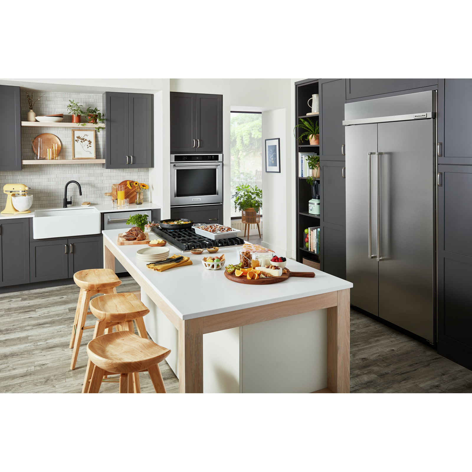 KitchenAid - 47.25 Inch 30 cu. ft Built In / Integrated Side by Side Refrigerator in Stainless - KBSN708MPS