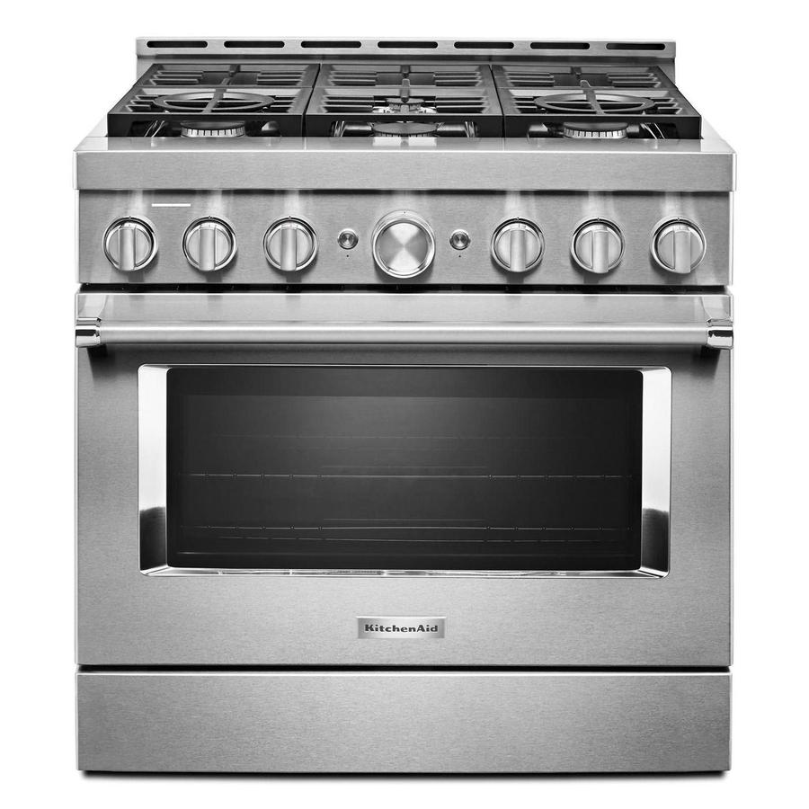 KitchenAid - 5.1 cu. ft Gas Range in Stainless - KFGC506JSS