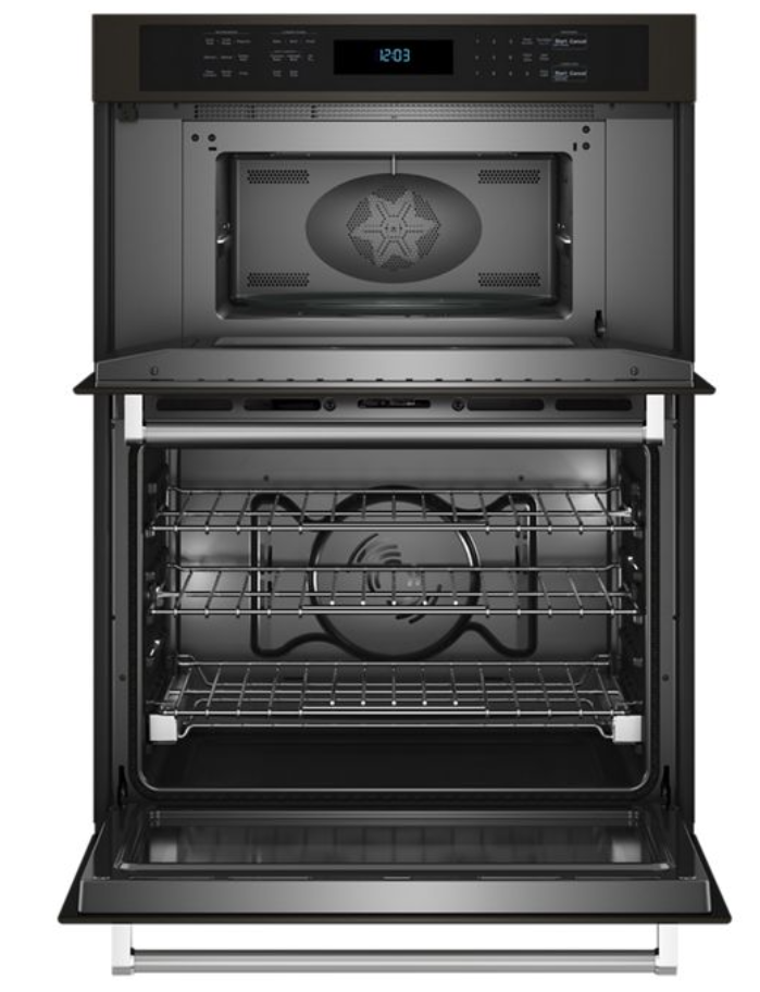 KitchenAid - 5.7 cu. ft Combination Wall Oven in Black Stainless - KOEC527PBS