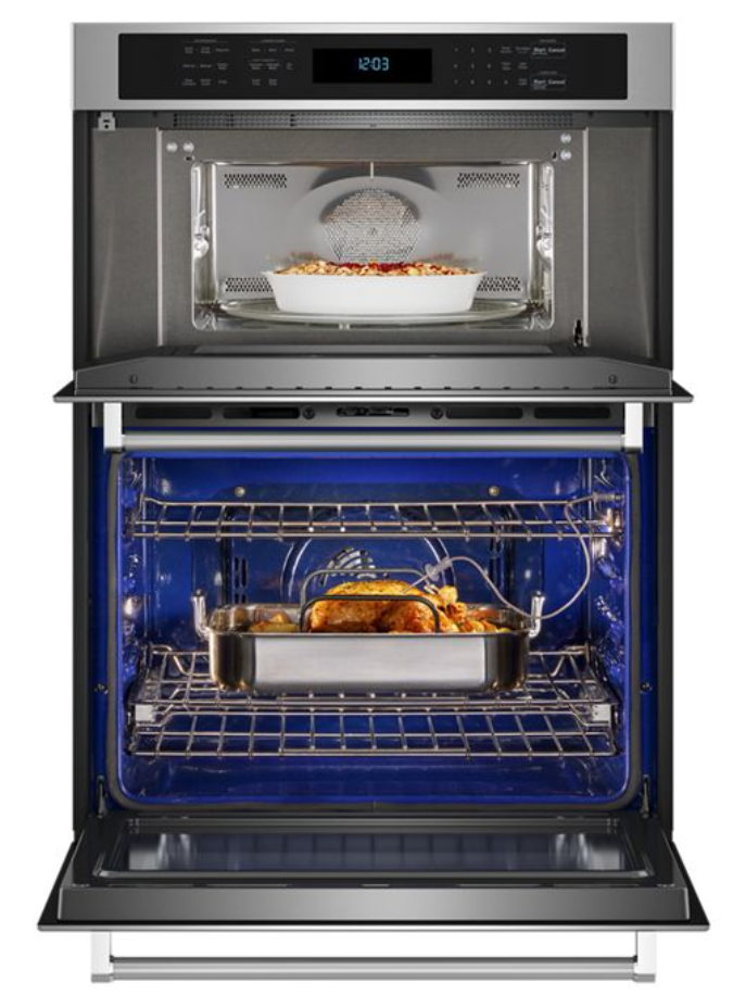 KitchenAid - 5.7 cu. ft Combination Wall Oven in Stainless - KOEC527PSS