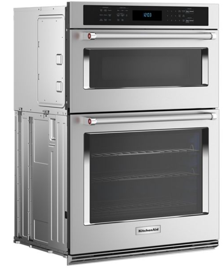 KitchenAid - 5.7 cu. ft Combination Wall Oven in Stainless - KOEC527PSS